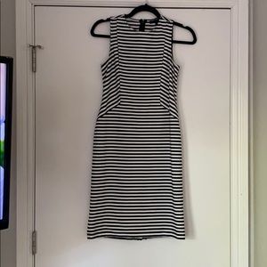 Black and white striped dress
